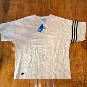 Adidas Men's Tee with Black Sleeve Stripes